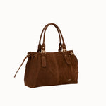 Garance camel tote bag back view on a light background