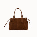 Garance camel tote bag front view on a light background