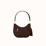Sac à main Leya chocolat vue de face sur fond blanc, plan large