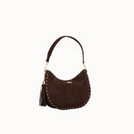Sac à main Leya chocolat vue de face avec le pompon
