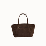 Sac cabas Tessa chocolat vue de face, poche zippée