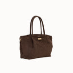 Sac cabas Tessa chocolat vue de trois-quarts sur fond blanc