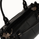 Sac cabas Elios noir intérieur ouvert, poche zippée et doublure