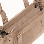 Sac cabas Garance beige détail de l'intérieur et de la poche zippée