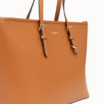 Sac cabas Audrey camel vue de trois-quarts, anses et bandoulière