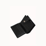 Portefeuille Tia noir ouvert, fentes cartes et compartiment billets