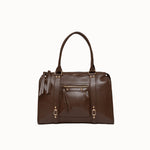 Sac à main Ariana chocolat vue de face, anses relevées