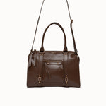 Sac à main Ariana chocolat vue de face avec la bandoulière