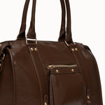 Sac à main Ariana chocolat gros plan de la poche zippée