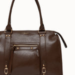 Sac à main Ariana chocolat vue de face, anses et bandoulière