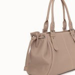 Sac cabas Elios beige vue de trois-quarts avant sur fond blanc