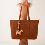 Sac cabas Solis camel porté à l'épaule, vue de face