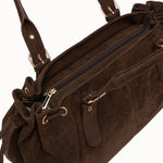 Sac cabas Garance chocolat ouverture zippée et intérieur