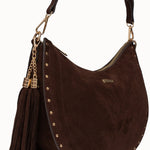 Sac à main Leya chocolat détail des clous dorés