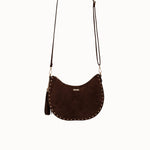 Sac à main Leya chocolat vue de face avec la bandoulière