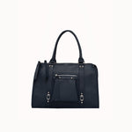 Sac à main Noema bleu marine vue de face, poche zippée avant