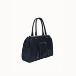 Sac à main Noema bleu marine vue de trois-quarts, deux anses