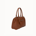 Sac à main Noema camel vue de trois-quarts, anses relevées