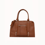 Sac à main Noema camel vue de face, anses relevées
