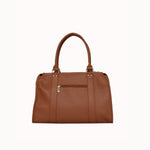 Sac à main Noema camel vue de face, poche avant zippée