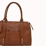 Sac à main Noema camel vue de face, poche zippée et anses